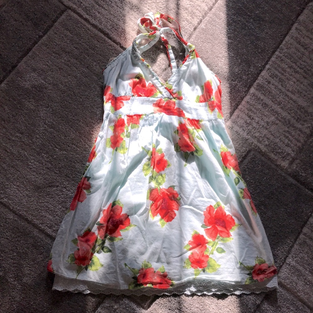 Gorgeous Blue Floral Holister Sun Dress - medium